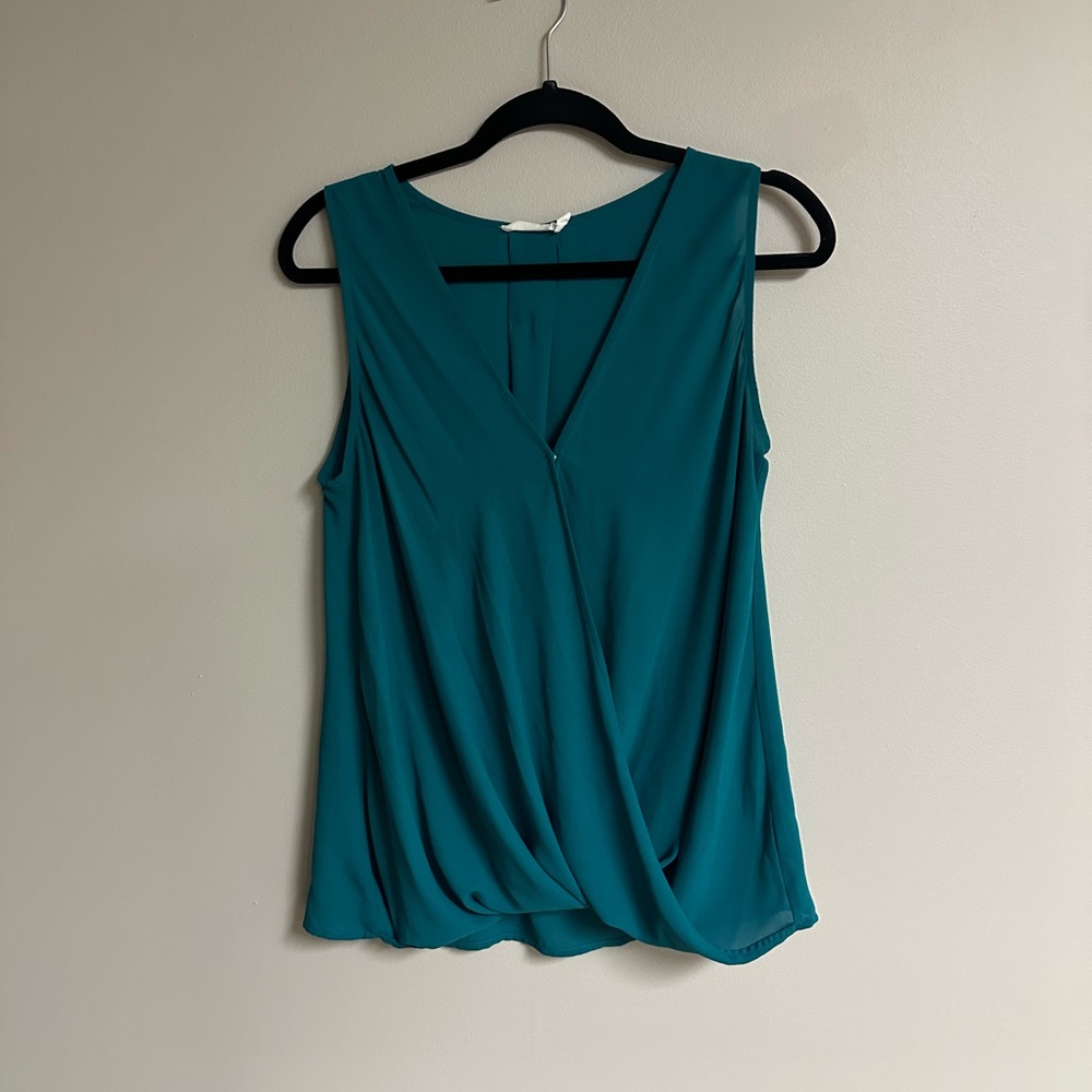 Emerald Green Lush Sleeveless Wrap Top Large